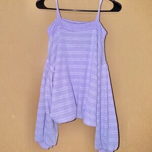 Free People Women's Sistine Hacci Knit Cold Shoulder Pullover Sweater Purple XS